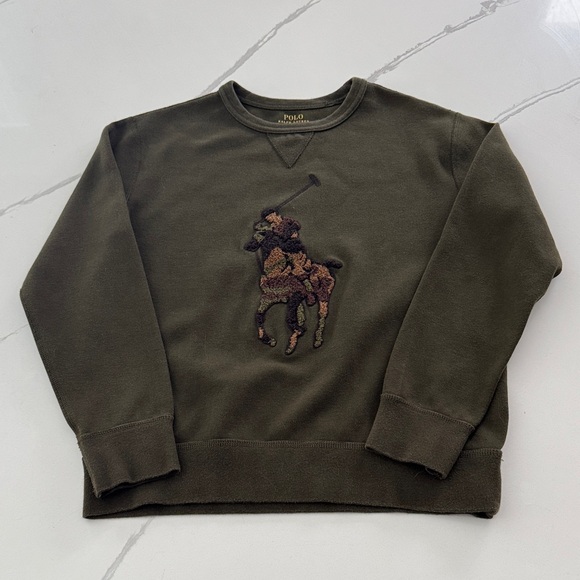 Polo by Ralph Lauren Dark Green Big Pony Camo Crewneck Sweatshirt, sz M (10-12) - Picture 2 of 7